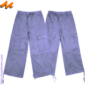 Pantalones Cargo Casuales de Verano para Mujer MASTER TEXTILE, Color Sólido, Pierna Ancha, Transpirables, Cintura Media, Hechos con Tela de 7.37 oz - Product Image 3