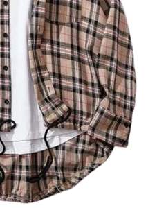 Chemise décontractée à carreaux gris pour homme, en coton et polyester, manches longues, boutonnée, motif à carreaux, toucher doux, style quotidien - Product Image 6