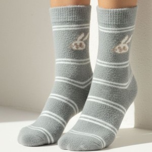 New Custom Design Unisex Adult Cotton Gray Crew <b>Socks</b> With Bunny Pattern Digital Print Breathable Holiday Design OEM 2026 - Product Image 5