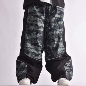 Men's Waterproof Printed Ski Pants With Drawstring Closure Black Camo Pattern <b>Cargo</b> Style For Adults - Product Image 1