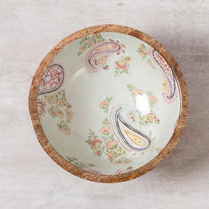 Bol à salade en bois de manguier imprimé, fait main, avec motif décoratif, pour servir des desserts, idéal pour la décoration de la table de cuisine - Product Image 2