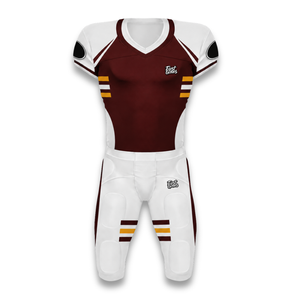 Custom Men's American Football Jersey Set <b>Maroon</b> White Sublimated Moisture Wicking Fitted Short Sleeve Uniform Apparel - Product Image 1