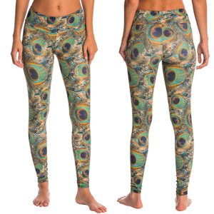 Leggings de mujer con estampado de pavo real, cintura elástica, tejido elástico, ropa informal para todas las estaciones - Product Image 5