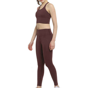 Ladies Yoga Outfit Seamless <b>Crop</b> <b>Top</b> & High Waist Shorts Moisture Wicking Fabric for Running Stretching Yoga 2-Piece Set - Product Image 4