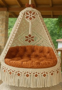 macrame <b>swing</b> chair,hanging macrame chair, boho macrame <b>hammock</b> - Product Image 2