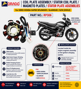 Pièces détachées moto très demandées : Nouvelle bobine de stator à 2 pôles pour Hero Honda Super Splendor Glamour, Inde - Product Image 5