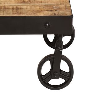 Table basse en bois de manguier massif avec roulettes 39.4 \ "x23.6 \" x10.2 \" - Product Image 6