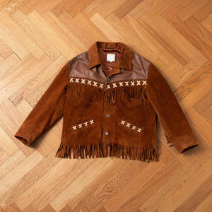 Cowboy Man Leather <b>Jacket</b> Long Fringes Leather <b>Jacket</b> Men Original Cow <b>Suede</b> Leather <b>Jacket</b> Zipper - Product Image 2