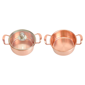 Handcrafted Pure Copper Casserole <b>Pot</b> with Glass Lid and Brass Handles for Professional Kitchen & Gourmet Home <b>Cooking</b> - Product Image 1