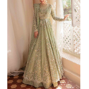 Vestido de Novia Elegante para Mujer, Estilo Largo hasta el Suelo, con Encaje y Diseño Sólido, Precio al por Mayor - Product Image 1