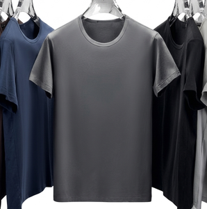 เสื้อยืดสีพื้นแขนสั้นทรงเข้ารูปน้ำหนักเบาสำหรับฤดูร้อน ผลิตในบังคลาเทศ ราคาโรงงาน รับปักโลโก้ตามแบบ OEM - Product Image 2
