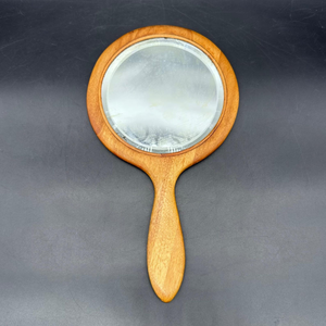 Handmade Wooden Hand <b>Mirror</b> Round Vanity Makeup <b>Mirror</b> Natural Wood Handle Vintage <b>Dressing</b> <b>Mirror</b> Decorative Beauty <b>Mirror</b> Home - Product Image 1