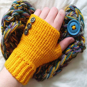 Handmade Crochet <b>Fingerless</b> <b>Gloves</b> Blue Ombre Wrist Length Cotton Spandex Winter Casual Outdoor Quick Dry Warmth Customizable - Product Image 5