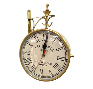 Antique Victoria Station London Railway <b>Wall</b> <b>Clock</b> Double Sided <b>Vintage</b> Brass Hanging <b>Clock</b> With Roman Numerals For Home Decor - Product Image 6