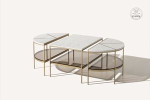 Modern Marble Coffee <b>Table</b> With Gold Metal Frame Contemporary Living Room Furniture Decorative Design - Product Image 4