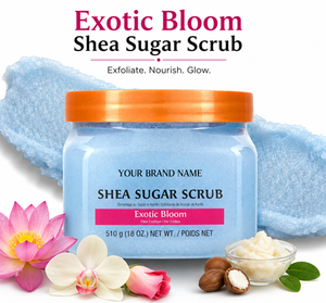 Private Label Exotic Bloom Shea Sugar <b>Scrub</b> Organic <b>Body</b> Exfoliator with Shea Butter & Natural Oils OEM Wholesale Bulk Supplier - Product Image 1