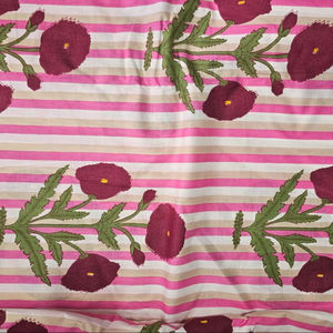 Tissu en coton 100% à imprimé floral rayé rose, imprimé numériquement à la main, au meilleur prix de gros et à usages multiples - Product Image 1