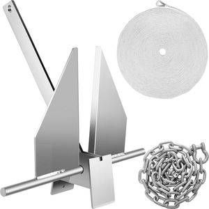Kit Ancora Stile Fluke da 8,5 libbre per Yacht - Ancora in Acciaio Zincato a Caldo con Grillo e Fune - Product Image 1