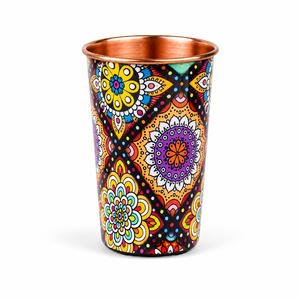 Vaso de Cobre Puro con Diseño Impreso, Hecho a Mano, Ayurvédico, Decorativo, para Hogar, Hotel, Restaurante, Bar - Product Image 1