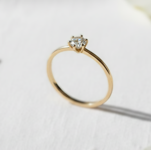 Bague de Fiançailles ou de Promesse Minuscule en Or Jaune Massif 10K 14K avec Diamant de Laboratoire 0,25 Carat Taille Ronde Brillante et Sertissage à Griffes - Product Image 4