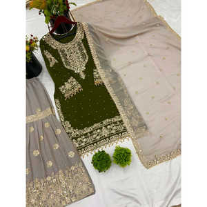 Conjuntos de Mujer con Top y Pantalón y Dupatta, Bordado Intenso y Trabajo de Lentejuelas, Codificación Elegante - Product Image 6