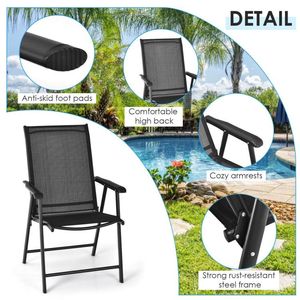 Ensemble de 2 chaises pliantes ergonomiques avec accoudoirs pour patio extérieur, pour le camping - Product Image 5