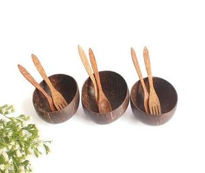 Juego de Tazones de Coco Tallados a Mano Tradicionales, Tazón de Coco Orgánico Ecológico con Cuchara - Product Image 4