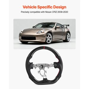 Volante in Fibra di Carbonio ATS per Nissan 370Z 2008-2020 con Fondo Piatto a Forma di D, Impugnatura in Pelle Cucita su Misura e Texture Antiscivolo - Product Image 2