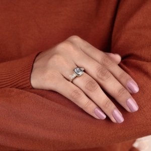 14K Gold Emerald Cut Lab Grown Diamond <b>Ring</b> for Women Vintage Milgrain Bezel Engagement <b>Ring</b> Custom Bridal Jewelry Manufacturer - Product Image 5