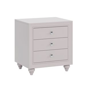 Mesa de Noche Moderna de 3 Cajones en Color Crema Gris para Dormitorio y Sala de Estar - Product Image 5
