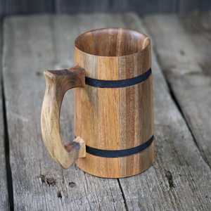Best Selling Handmade Natural Wood Classic Eco-Friendly Dishwasher Safe Durable Mug Beer Cup for <b>Camping</b> Bar and <b>Kitchen</b> Use - Product Image 2