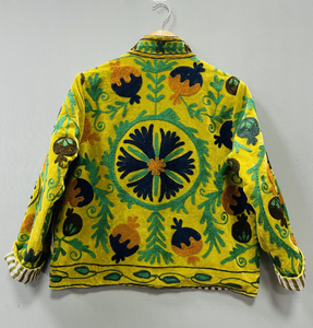 Hand Made Velvet Suzani <b>Jacket</b>, Handmade <b>Short</b> <b>Jacket</b>, Uzbek Embroidery <b>Jacket</b>, Women's Overcoat - Product Image 3