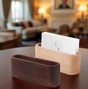 Premium Wood Card Holder Business Name Card Display <b>Stand</b> Handmade Wooden Visiting Card Organizer <b>for</b> Office Desk - Product Image 4
