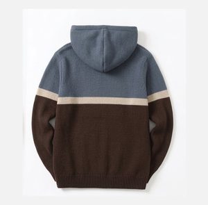 Wholesale Men's Winter Warm Knitted Hoodie Heavyweight French Terry Cotton Drop Shoulder Regular Fit Pullover Pocket Factory - Product Image 6