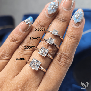 แหวนเพชรทรง Asscher ขนาด 2 กะรัต แบบ Split Shank ทอง 10K สำหรับงานหมั้น สไตล์หรูหรา เหมาะสำหรับเป็นของขวัญขอแต่งงาน - Product Image 6