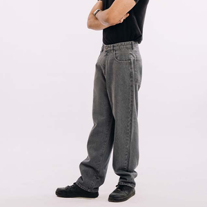 Jeans de Mezclilla Cruda con Parches Curvos y Pierna Recta para Hombre, Personalizados - Product Image 4