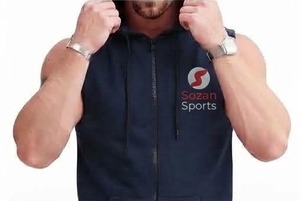 Débardeur à capuche sans manches pour homme, coupe classique, en molleton tricoté respirant, motif dessin animé, vêtement décontracté d'hiver, 100 % coton - Product Image 6