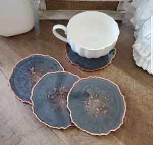 Ensemble de sous-verres à thé et à café en résine époxy haute brillance avec support |   Protection de table carrée ou ronde faite à la main – Meilleur prix - Product Image 5