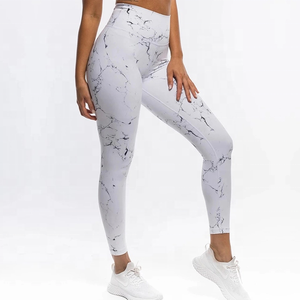 Polyester/Cotton Quick Dry Sustainable Solid Active Wear Gym Workout <b>Tights</b> Mid Waist Yoga Pants Butt Lifting Yoga Leggings - Product Image 3