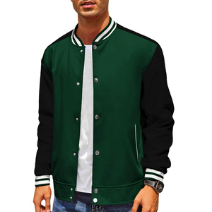 High Quality Custom Vintage Streetwear Wool Varsity <b>Jacket</b> for <b>Men</b> Winter Button Casual Style Stand Collar Warm - Product Image 1