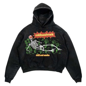Mens Acid <b>Wash</b> Hoodie 350 GSM Heavyweight 100 Cotton French Terry White Vintage <b>Wash</b> for <b>Screen</b> Print Custom Embroidery - Product Image 2