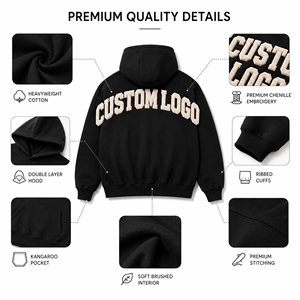 Sudadera con Capucha Oversize de Felpa Premium, Personalizada, con Bolsillos, Estilo Streetwear, Bordado, OEM, ODM, Marca Privada - Product Image 3
