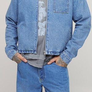 Quality Casual Embroidered Windproof Oversized Drop Shoulder Denim <b>Jeans</b> <b>Jacket</b> for Men Distressed <b>Black</b> 100% Cotton Winter - Product Image 5