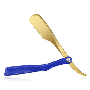 Afeitadora manual de borde recto, profesional, de acero inoxidable, afilada, plegable, para barba, con cuchilla de seguridad - Product Image 6