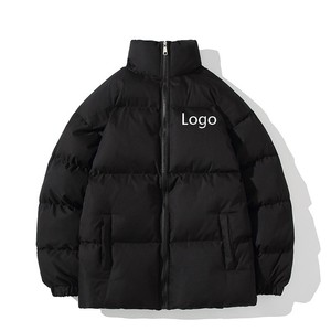 <b>Men's</b> Puffer <b>Jacket</b> Stand Collar Zipper Closure Windproof Casual Thick Polyester Filling Winter Wear Regular Fit - Product Image 3
