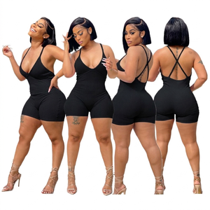 Combinaison Courte Moulante Côtelée Sans Manches Sexy et Ajustée pour Femme – Collection Été Décontractée – Grande Vente - Product Image 5