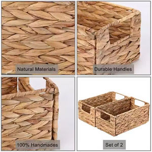 <b>Rectangular</b> makeup organizer tray made of water hyacinth, bathroom organizer tray. - Product Image 2