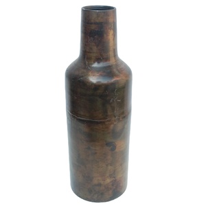 Modern Handcrafted Metal <b>Vase</b> <b>Unique</b> Distressed Texture Geometric Decorative Vessel Minimalist Tabletop for Home Decor - Product Image 1