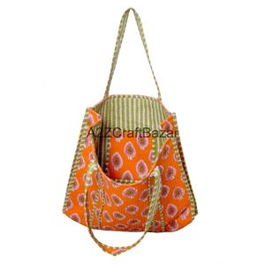 Eco-Friendly Women's Striped Cotton Quilted <b>Large</b> <b>Beach</b> Tote <b>Bag</b> Bohemian Shoulder <b>Bag</b> Multi Colour Everyday Shopping - Product Image 3