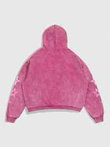 Sudadera con Capucha Rosa Lavada al Ácido para Hombre DISCOVER-IMPEX – Sudadera Oversize con Estampado Gráfico Estilo Urbano, Impresión Personalizada y OEM Disponible - Product Image 2